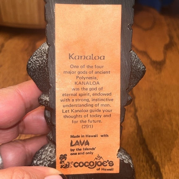 Coco Joe’s Vintage Tiki God Kanaloa #291 Made In Hawaii Black Lava 8.25" Tall - Picture 6 of 7